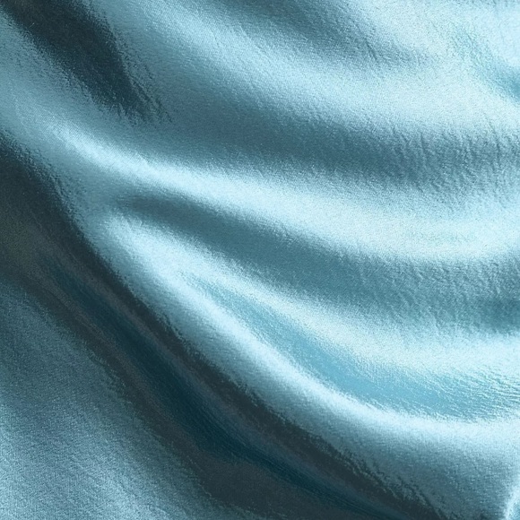 Sachin & Babi Jennings Ruched Hammered Satin Side-Slit Gown in Milky Blue - Picture 5 of 11